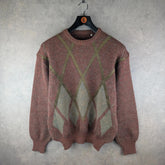 Vintage Jumper Mens Large L Knitted Italian 80s Retro Pullover